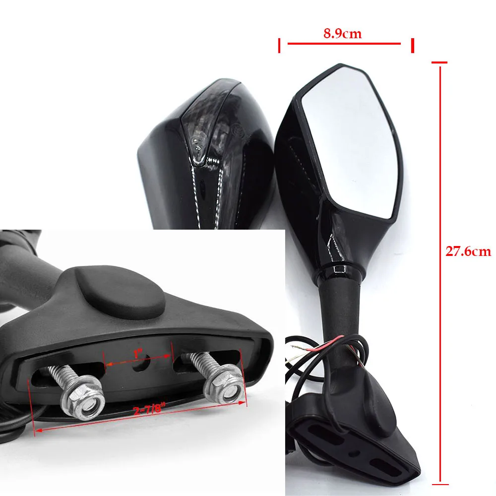 Universal Motorcycle Rearview Mirror with/LED Turn Signal  For Kawasaki ER6F Z750S Ninja 250R Ninja 650R ZX-9R/ZX-9 ZX10R ZX12R