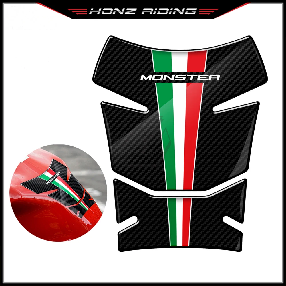 For Ducati Monster 600 620 695 750 800 900 1000 3D Resin Carbon Look Motorcycle Gas Tank Pad Protection Decals