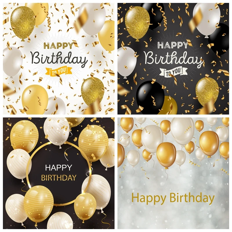 

Laeacco Balloon Happy Birthday To You Party Ribbon Baby Customized Banner Photography Background For Photo Studio Photo Backdrop