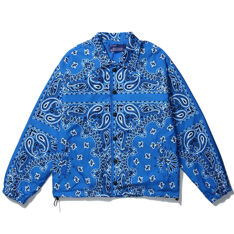 Mens Hip Hop Bandana Paisley Pattern Bomber Jackets Windbreaker Harajuku Streetwear New Nice Autumn Casual Coats Tops Clothing