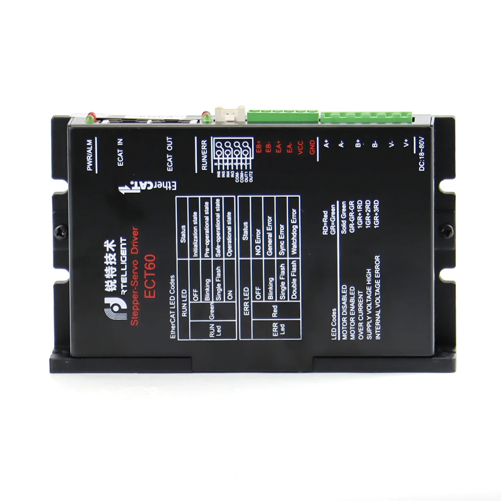 Rtelligent Nema 23 24-80V DC EtherCAT Fieldbus typ pętla zamknięta sterownik silnika krokowego CiA402 standard