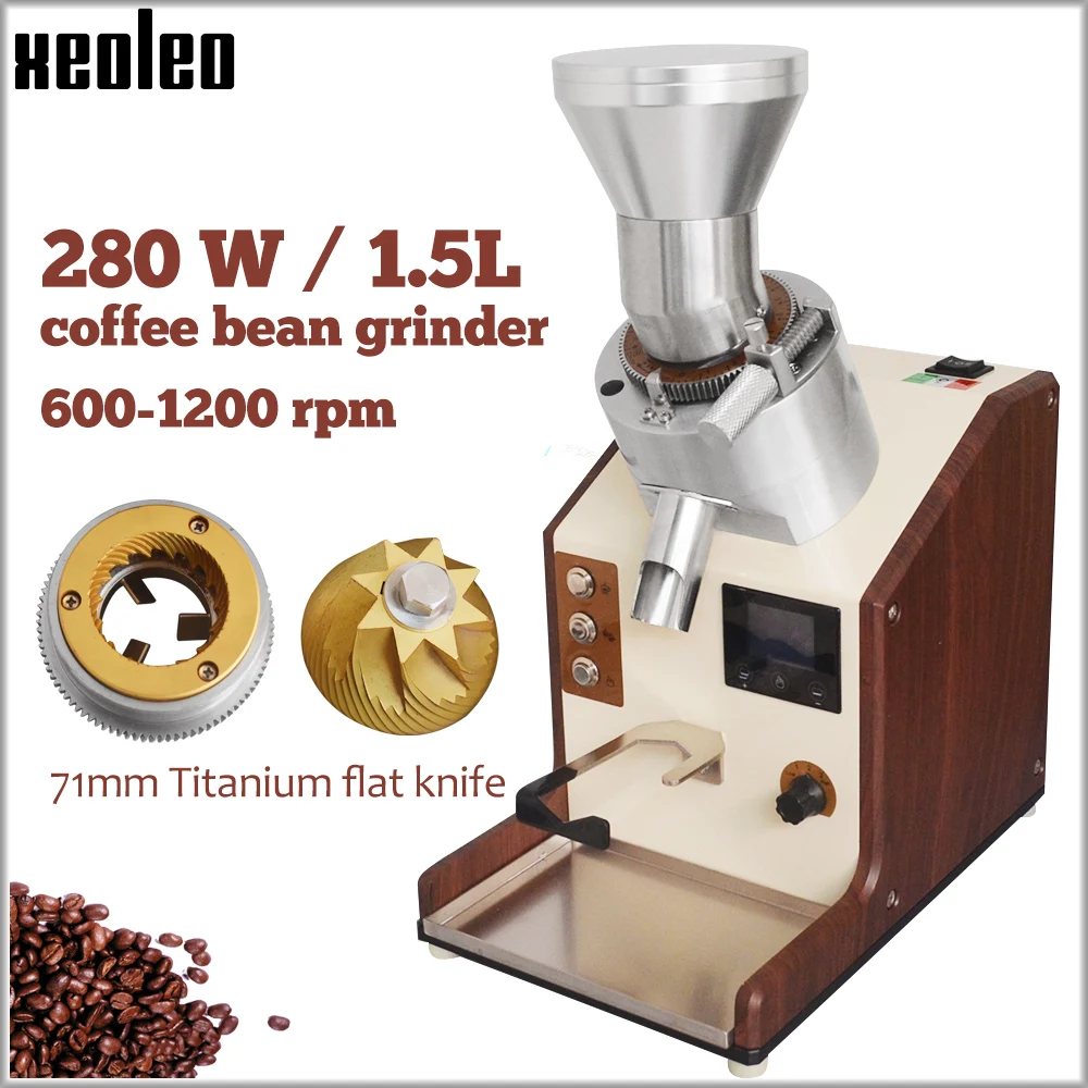 

XEOLEO Coffee grinder conical burr Electric coffee grinder 280W Coffee bean miller 600-1200rpm 1.5L 71mm Conical burr grinders