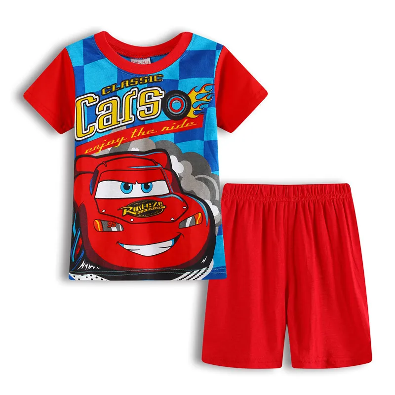 Summer Boys Girls Pajamas Sets Cars Cartoon Cotton Children Boy Girl Sleepwear Nightwear Kids Lightning Mcqueen Pyjamas Suit