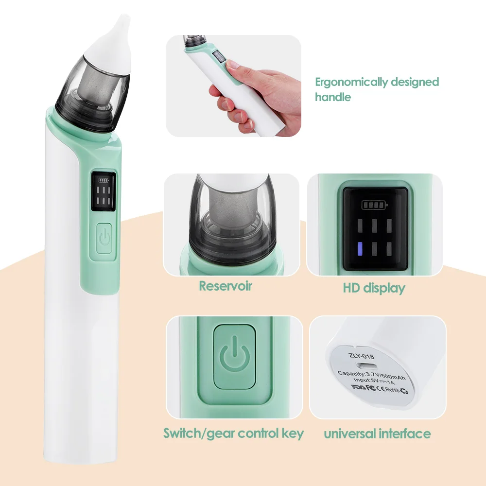 Nasal Aspirator Baby Electric Newborn Nose Cleaner Household Congestion Clean Up Adjustable Suction Children Snot Picking Silent