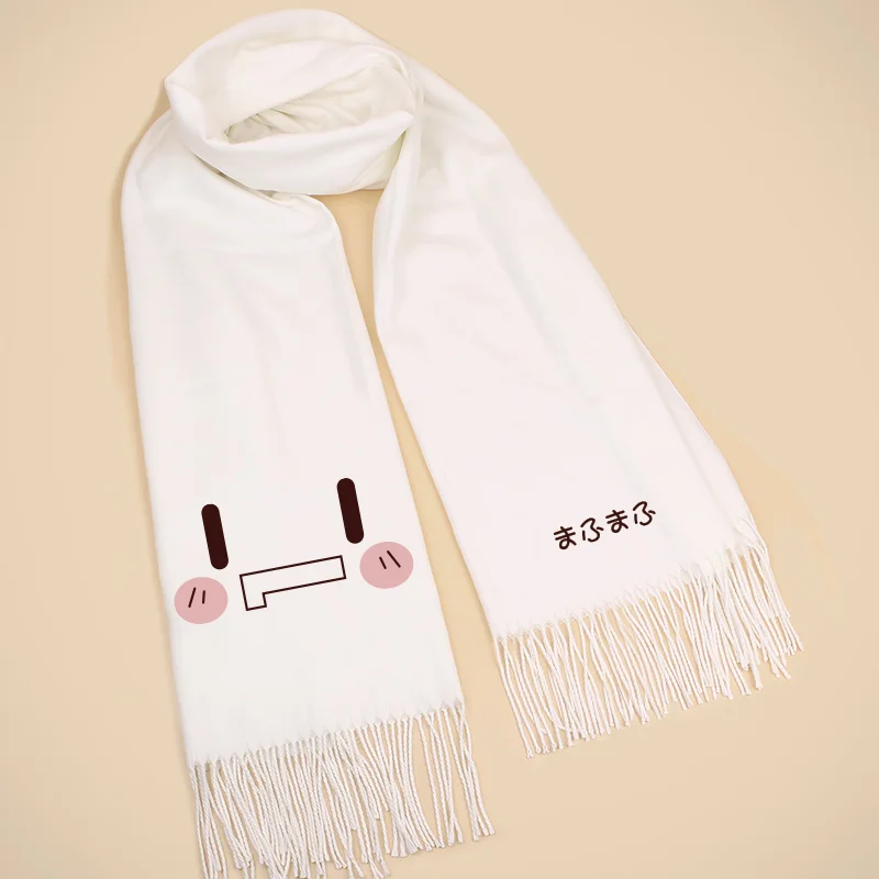 Nico Nico Community Mafumafu Cosplay White Warm Soft Brushed Scarf With Fringe