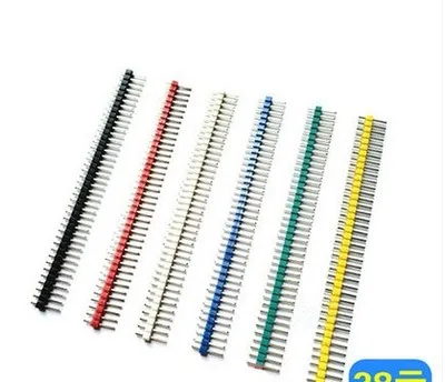 

200PCS 40 Pin 1x40 Single Row Male 2.54 Breakable Pin Header Connector Strip for Arduino Black Red Blue Yellow Green White