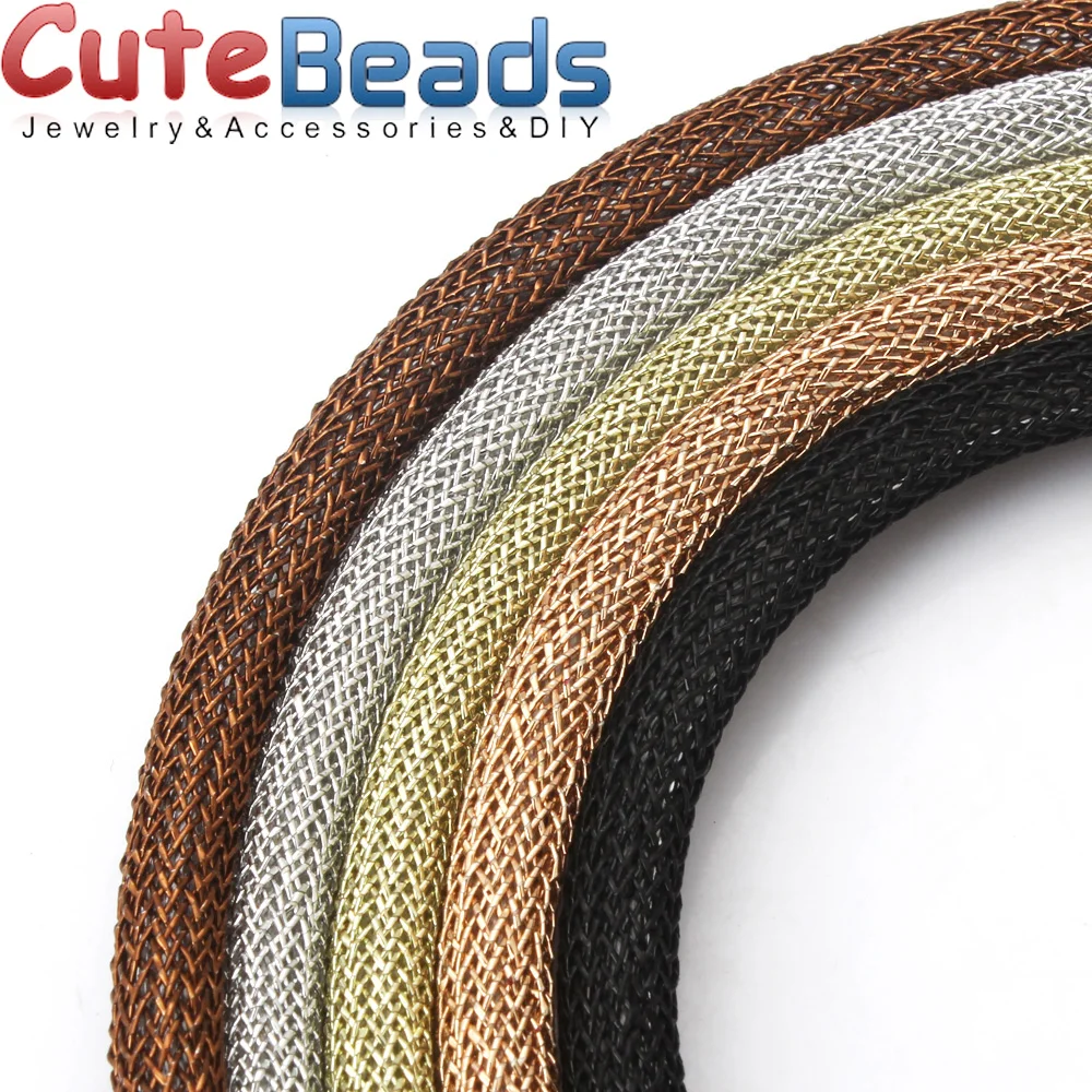 1M / Batch 6.0mm Multi-color Mesh Metal Color Line Plastic Hollow Tube Threading Fixed Shape DIY Bracelet Jewelry Making