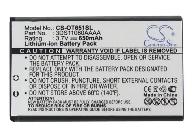 cameron sino 650mah battery for ALCATEL Lollipops One Touch 158 159 160 252 256 259 260 265 C552 OT-C651 OT-C652 OT-C750