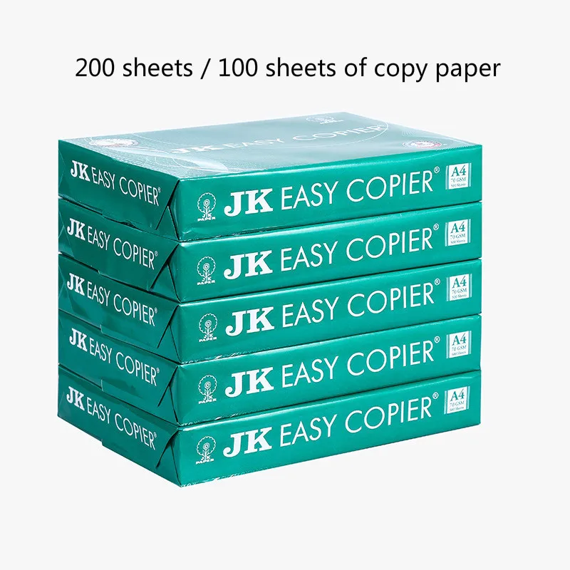 

A4 200/100 Sheets Xerography Office Print Paper 70g Business Paper School Printing Paper Copy Paper Whole Wood Pulp Copy Paper