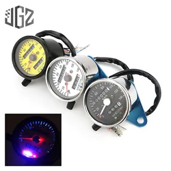 Motocicleta dupla odômetro velocímetro medidor km/h mini retro tacômetro universal led indicador de luz para ktm ducati kawasaki bmw