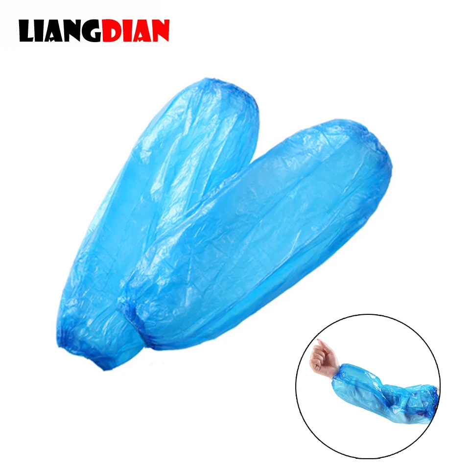 100pcs/pack Waterproof Disposable PE Plastic Arm Sleeves Covers Oversleeves Hygiene Bag Elastic Band For Makeup Tattoo Accessory