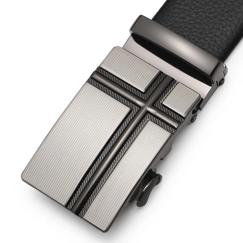 Peikong Brand Fashion Automatic Buckle Black Genuine Leather reversible russian Belt man high quality Belts for Men 3.5cm Width