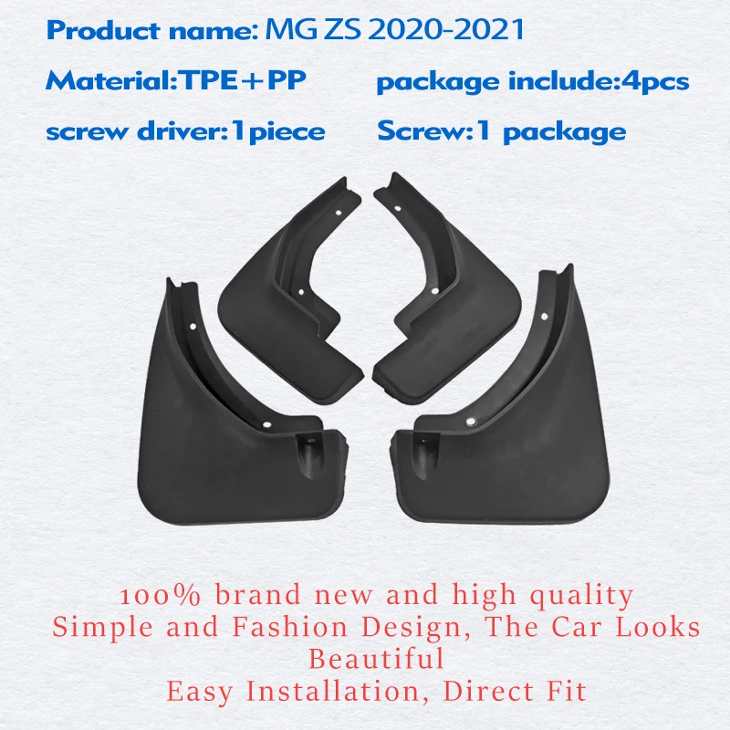 FOR MG ZS Mudflaps 2020 2021 Mudguards Fender Mud Flap Guards Splash Mudguard Car Accessories Auto Styline Front Rear 4pcs