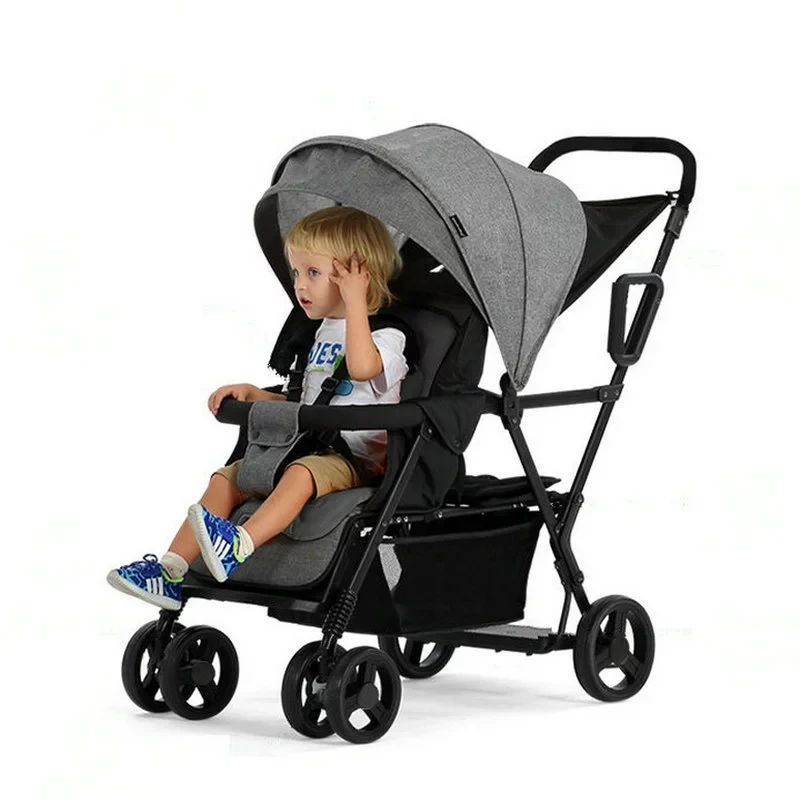 Twin Baby Stroller Second Child Double Stroller Child Trolley Stroller Folding Light Can Sit Can Lying stroller travel system