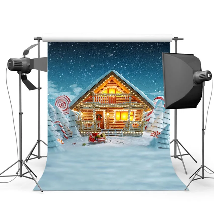 

Christmas Night Photo Studio Background For Santa Claus Sleigh Winter Snow Scene For Photobooth Photography Backdrops