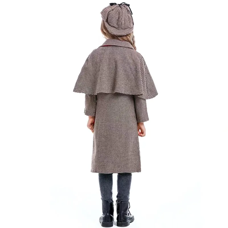 

New Unisex Children Inspector Cosplay Kids Halloween Private Detective Costume Carnival Purim Parade Masquerade Play Party Dress