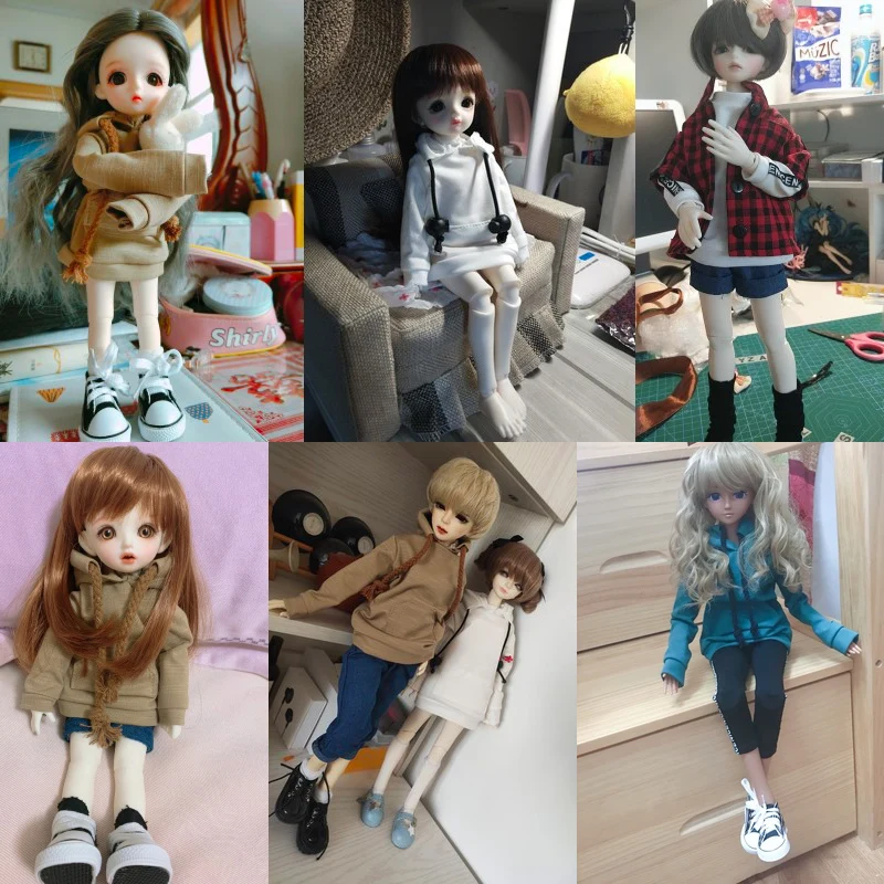 1/3 1/4 1/6 Fashion Doll Clothes Cotton Hoodies Solid Color Accessories For Bjd Dolls Girls Doll Accessories Toy For Children