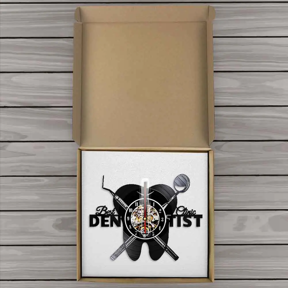 Dentist Vinyl Record Wall Clock Teeth Decorative Vintage Clock Watch Dental Office Clinic Wall Decor Sign Dentist Nurse Gift