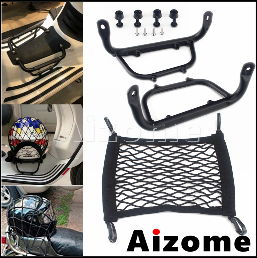 

Motorcycle Aluminum Footboard Luggage Rack Bracket w/Anti-Fall Net Bag For Piaggio Sprint 125 150 Primavera 125 150 2013 - 2021