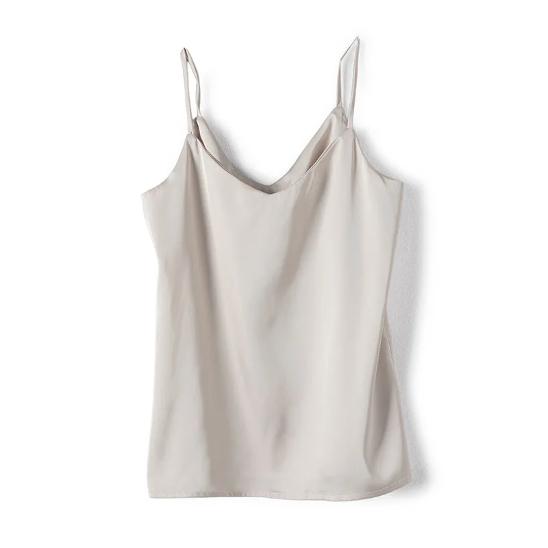 Women Camisole Fashion Strap Top Halter V Neck Basic White Cami Sleeveless Satin Silk Tank Tops Women\'S Summer Spring Fall