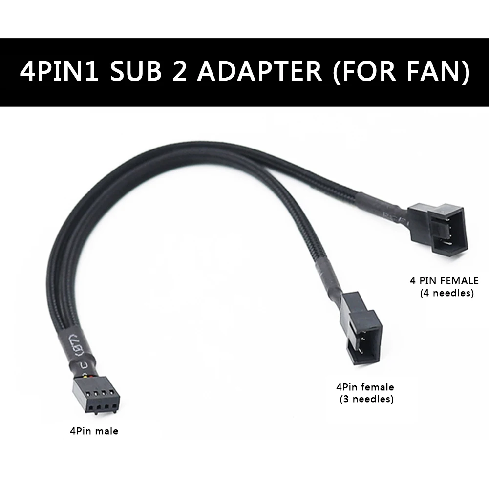 4 Pin Y Splitter Cable 4 Pin PWM Female to 3/4 Pin Motherboard CPU Fan PC Case PWM Adapter Cable for Computer CPU Case Fan Cable