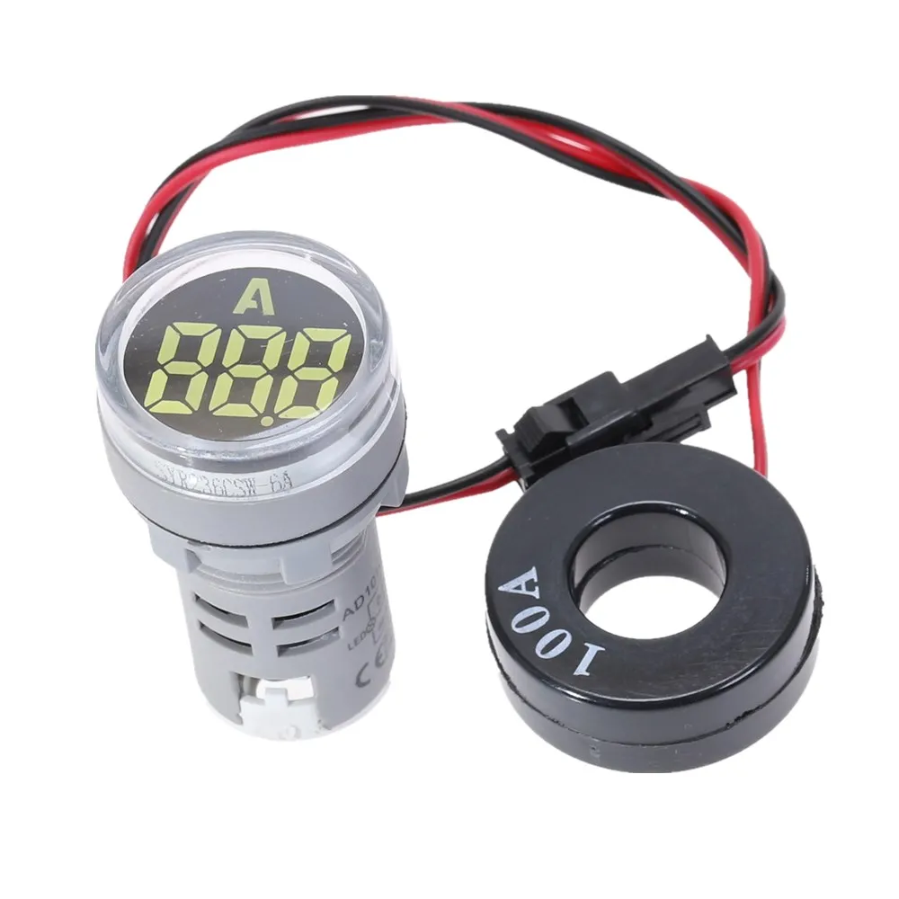 22mm Mini Indicator Led Light Lamp Digital Voltmeter Voltage 20-500V Amp Meter 0-100A AC101-22AM