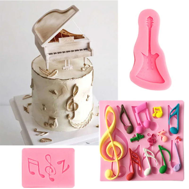 Music Silicone Molds Musical Notes Cupcake Topper Fondant Cake Decorating Tools Polymer Clay Candy Chocolate Gumpaste Moulds