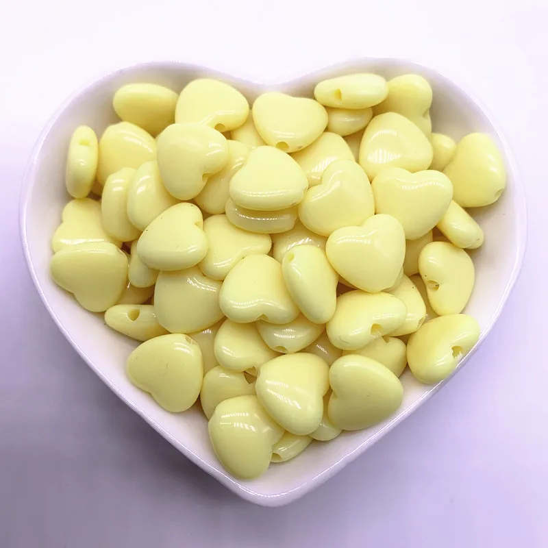 30pcs/lot 12mm 14mm Colourful Heart Shape Acrylic Loose Spacer Beads for Jewelry Making DIY Accessories