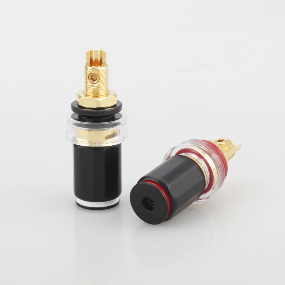 4pcs 하이 엔드 오디오 P008G 골드 도금 4MM 바나나 플러그 터미널 바인딩 포스트 스피커 앰프 고품질 빨간색과 검정색