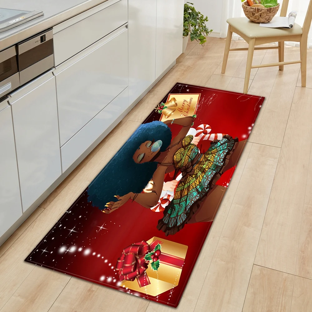 Girl Pattern Kitchen Rug Entrance DoorRug Living Room Bedroom Hallway Floor Carpet Bathroom Anti-Slip Water Absorption Rug