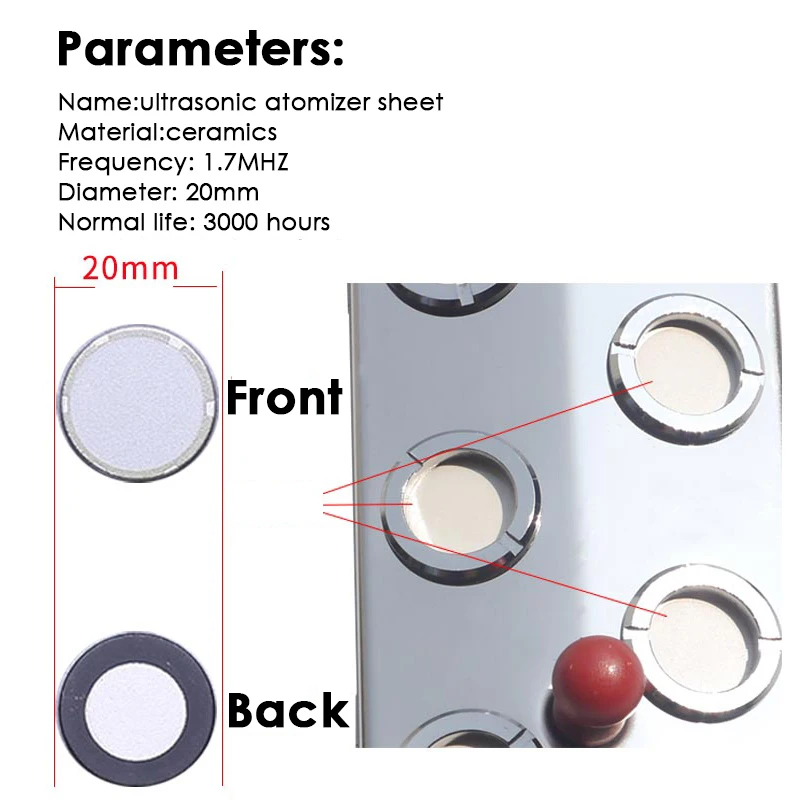 Ultrasonic Humidifier Parts 20mm 1.7MHZ  Mist Maker Sheet Replaceable Atomizing Film 10PCS/Lot