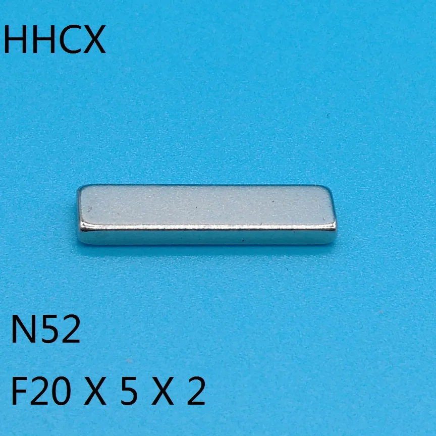 10 20 50PCS/LOT N52 Block NdFeB Magnet 20*5*2 Standard Strong Rare Earth Permanent Neodymium Magnets 20x5x2