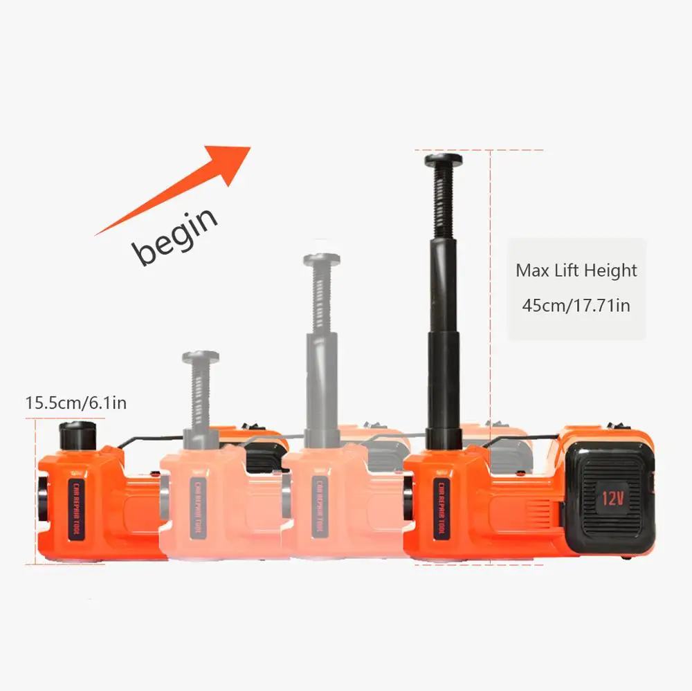 3 in 1 5ton Car Floor Jack Electric Hydraulic Car Jack 12V with Inflator Pump LED Light for Truck Tire Repair Tool QZ001