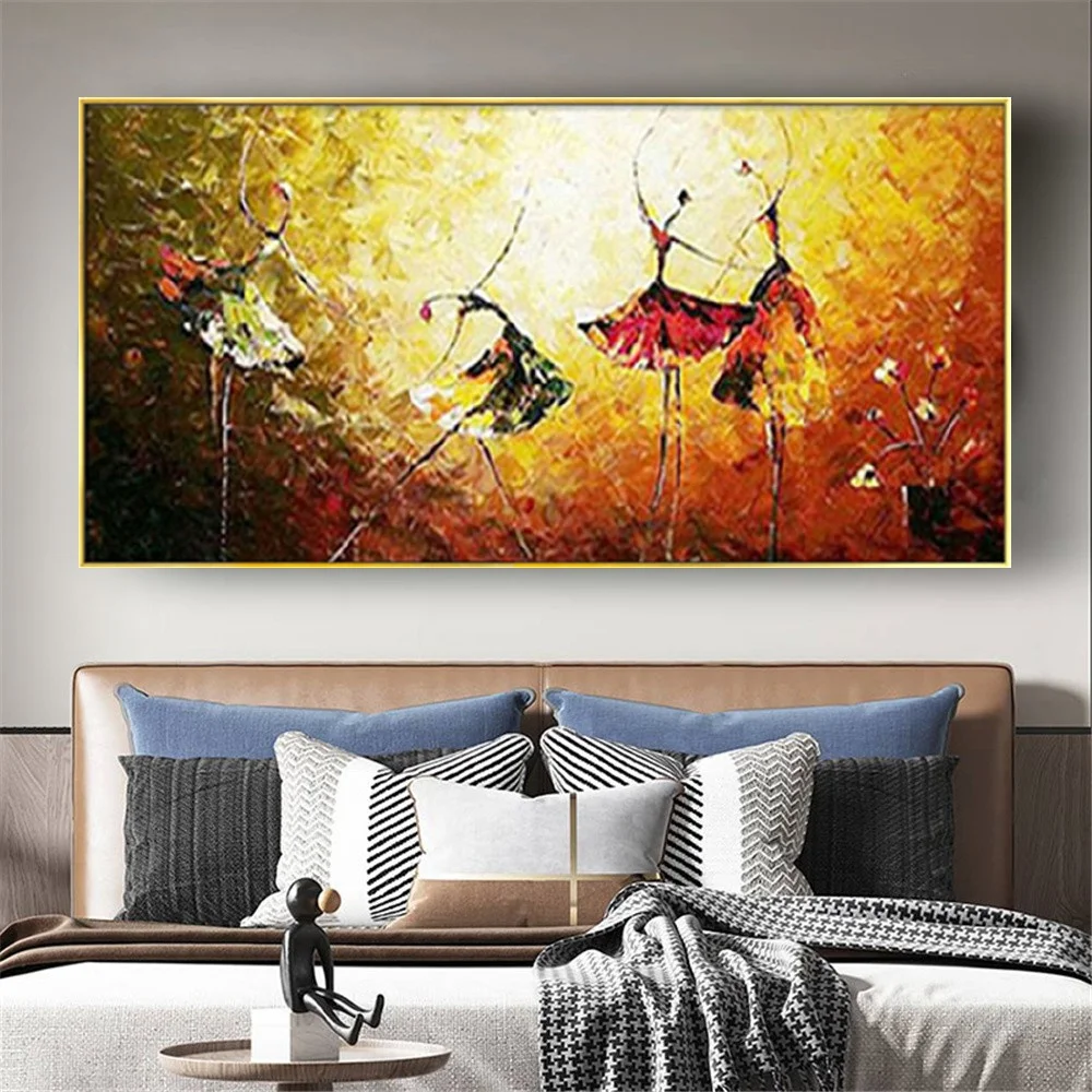 

Hand-Painted Retro Style Canvas Oil Paintings European Court Ballet Dancers Wall Art Pictures For Living Room Figure Poster Gift