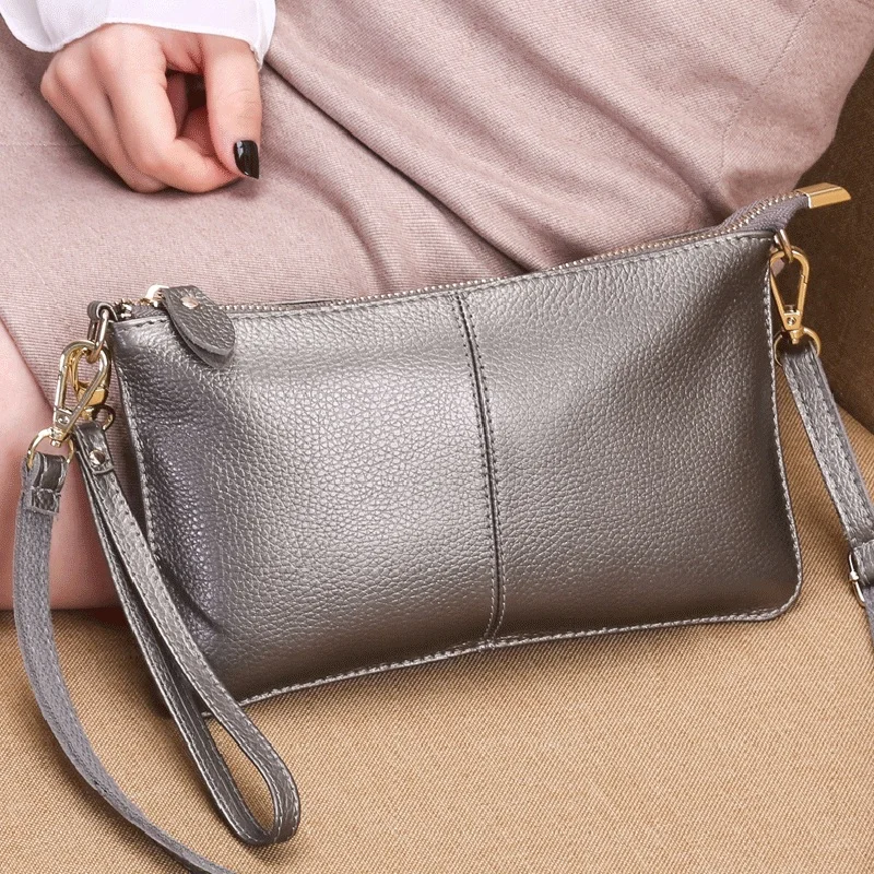 Leather Crossbody Bag Women Silver Handbags Mini Flap Gold Day Clutch Luxury Beach Shoulder Messenger Bag Female Purse XA828H