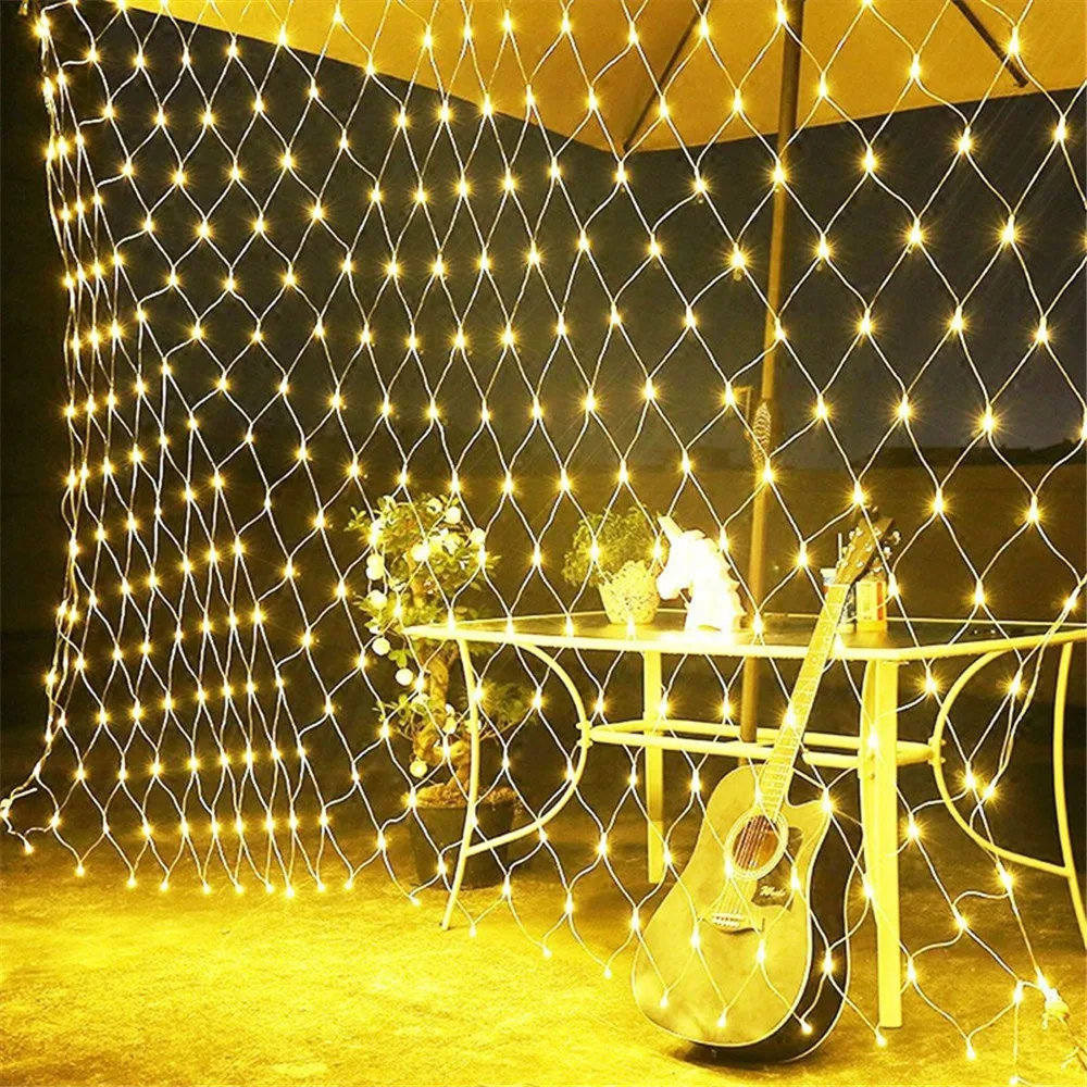 1.5X1.5M 3X2M 6X4M Led Net Mesh Fairy String Light Garland Venster gordijn Kerst Fairy Light Wedding Party Holiday Licht