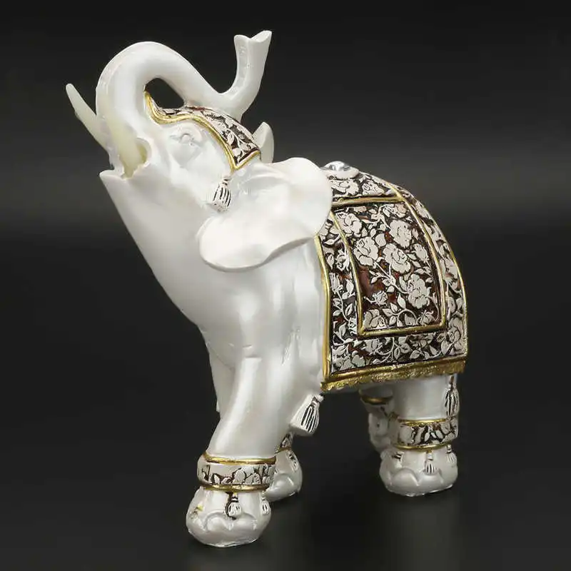 Vintage Exquisite Lucky Elephant Statue Wealth Feng Shui Elegant Elephant Model Ornaments Craft Gift Elephant Home Decoration