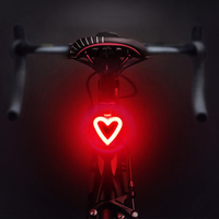 Heart Shape LED Bike Light USB Rechargeable Bicycle Rear Light Waterproof MTB Taillight 5 Mode Cycling Night Safety Warning Lamp