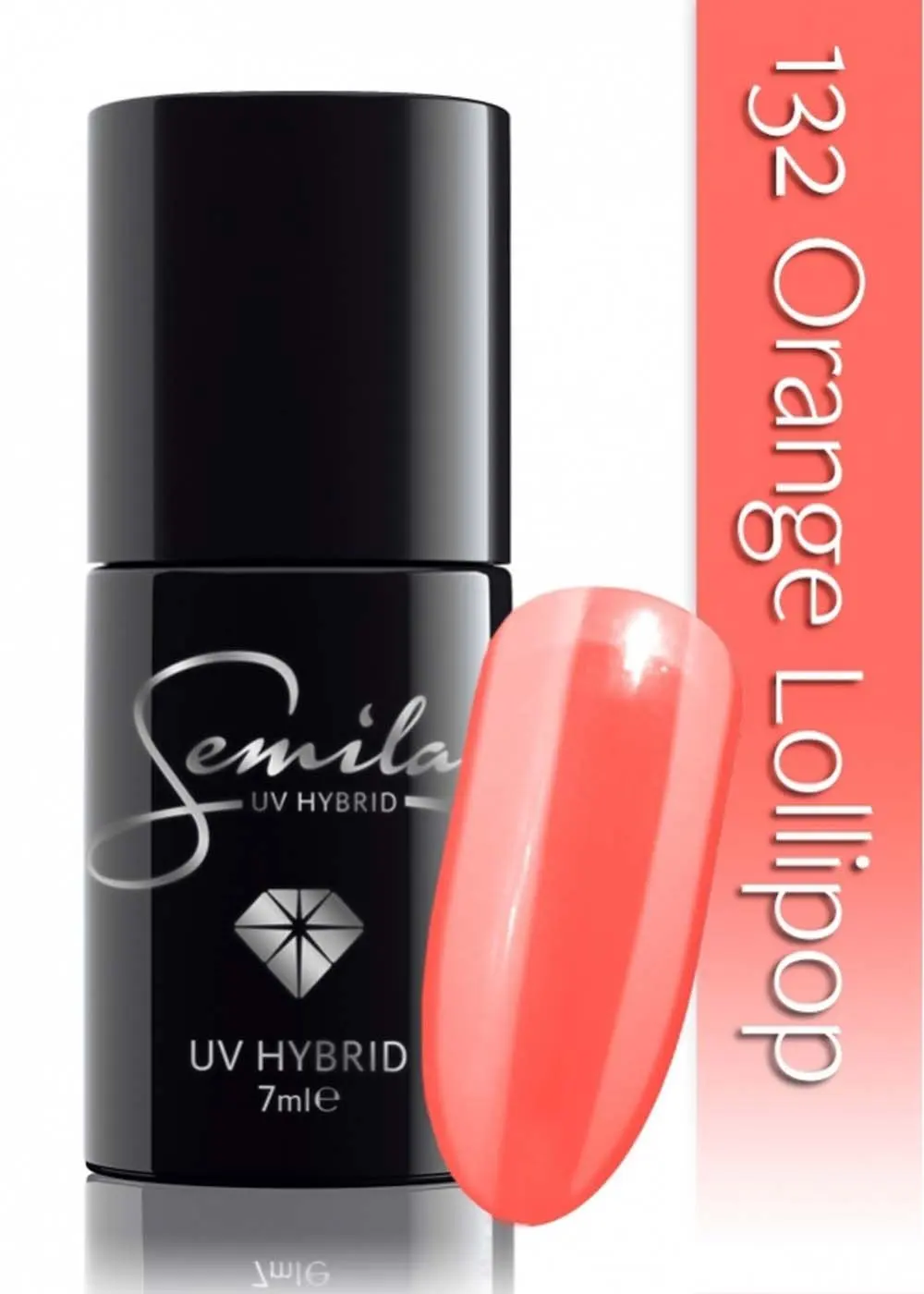 Semilac Orange Lollipop 132 semi-permanent coverage, UV hybrid nail polish texture Gel