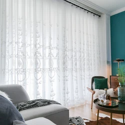 Cortina de tul transparente para sala de estar, tela de gasa de Organza bordada, color blanco, para ventana de dormitorio, Europa