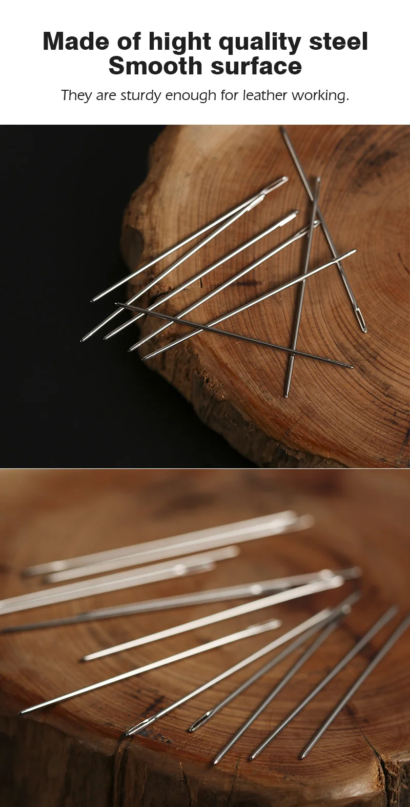 WUTA 24-teiliges Nadelgeschirr mit großem Auge und stumpfen Nähten, runde Nadel, Leder, Handnähen, stumpfe Lederhandwerks-Nähnadel – Detail 4