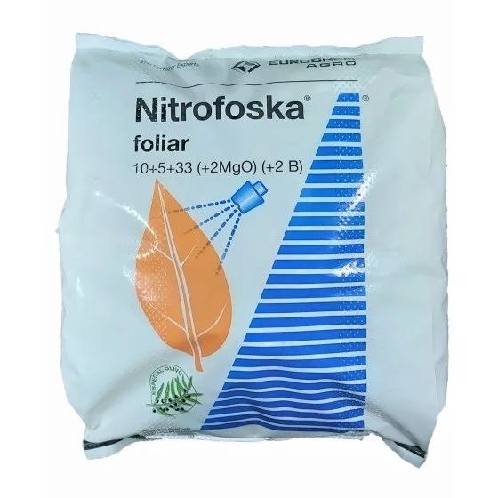 Nitrofoska foliar fertilizer 10-5-33 autumn and sprouting, stimulates the development and vigor of the plant favoring the set, fattening and maturation avoiding loss of plant strength