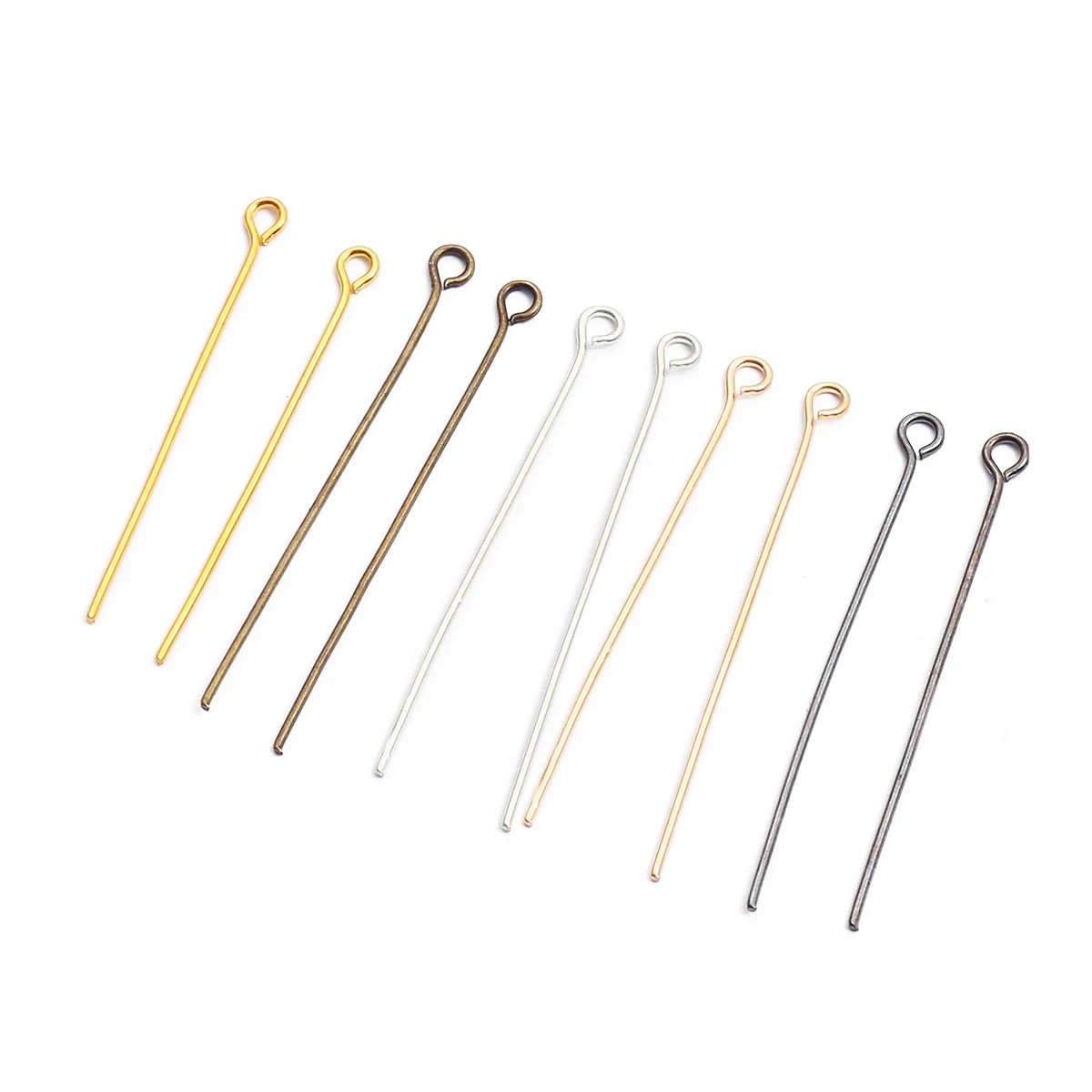 200Pcs Eye Head Pins 20 24 30 35 40 45 50mm Eye Pins Needles For Diy Jewelry Making Findings Accessories Supplies