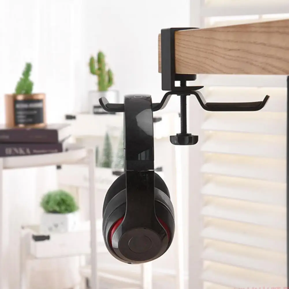 Headphone Holder with Dual Hook Adjustable Aluminum Alloy Earphone Holder Rack for Office