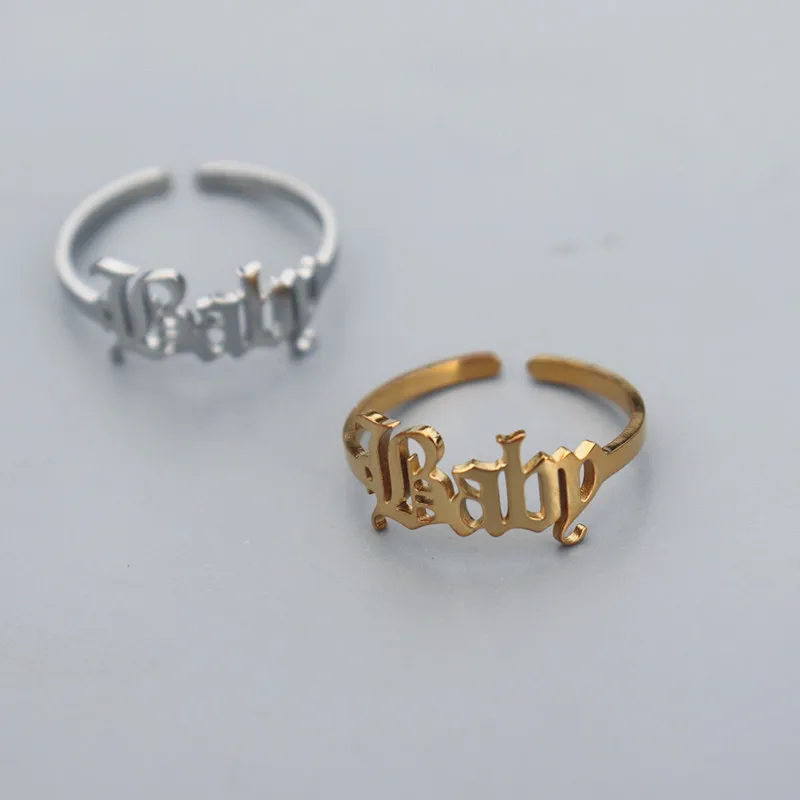 Anelli per bambini regolabili per ragazze gioielli in acciaio inossidabile vecchi anelli con lettere inglesi oro argento colore Bague Femme regalo