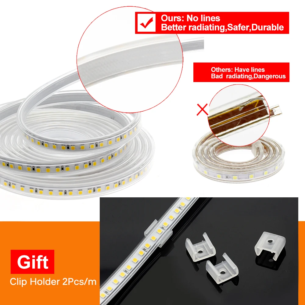 New Arrival 220V LED Strip 4040 High Safety High Brightness 120LEDs/m 13W/m Waterproof Flexible LED Light The Best LED Strip.