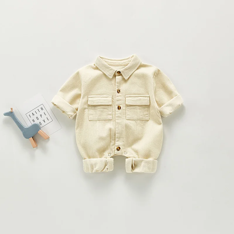 MILANCEL 2021 Baby Clothes Corduroy Toddler Boys Rompers Turn Down Collar Infant Boys Suit Baby Outerwear