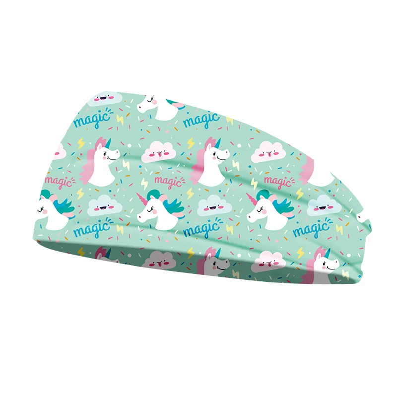 Creative Unicorn Print Unisex Elastic Yoga Headband Sport Run Sweatband Outdoor Gym Hair Band Turban Fitness Bandage Sweat Bands