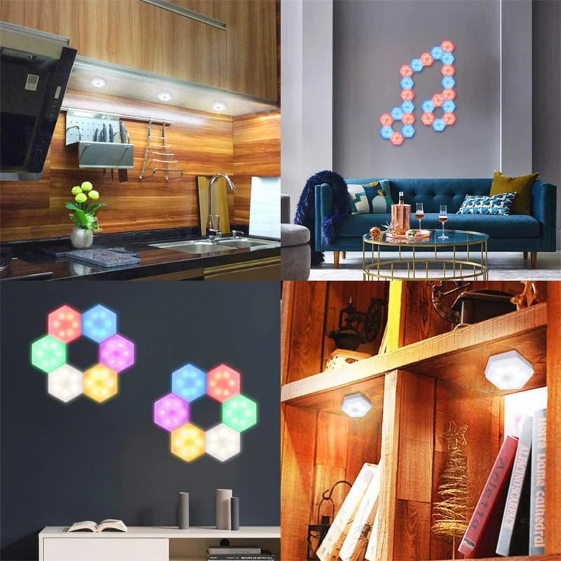 LED Night Light DIY Geometry Splicing Lamp Battery Powered and Touch Controlled LED Closet Lights with Remote For Home Party Bar