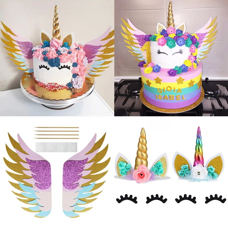 

Rainbow Unicorn Birthday Cake Topper Kids Girl Birthday Party Decoration Baby Shower Favors Wedding Unicorn Theme Party Supplies